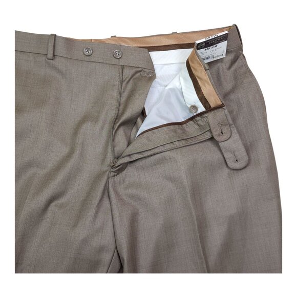 Caravelli Mens Tan Dress Pants 48R Not Hemmed Flat Front Designed In Italy - Picture 10 of 15